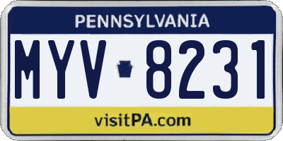 PA license plate MYV8231