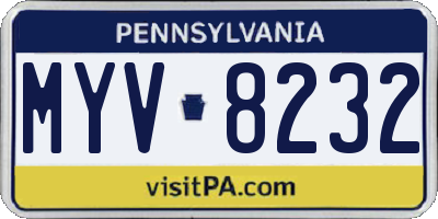 PA license plate MYV8232
