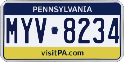 PA license plate MYV8234