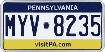 PA license plate MYV8235