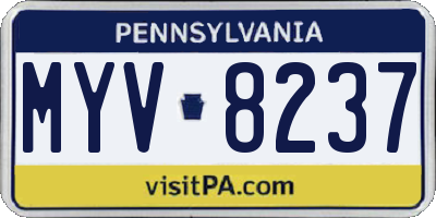 PA license plate MYV8237