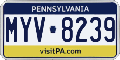 PA license plate MYV8239