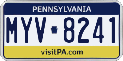PA license plate MYV8241
