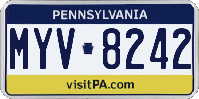 PA license plate MYV8242