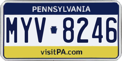 PA license plate MYV8246