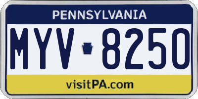 PA license plate MYV8250