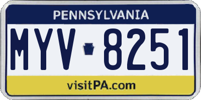PA license plate MYV8251