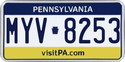 PA license plate MYV8253