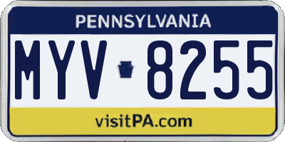 PA license plate MYV8255