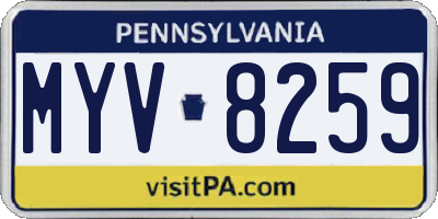 PA license plate MYV8259