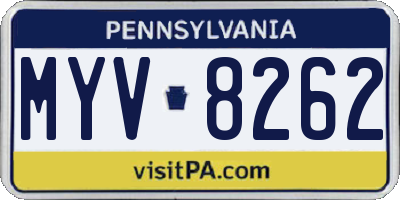 PA license plate MYV8262