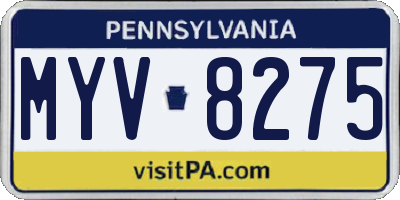 PA license plate MYV8275