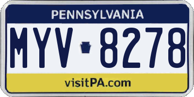 PA license plate MYV8278