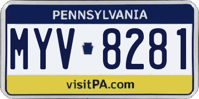 PA license plate MYV8281