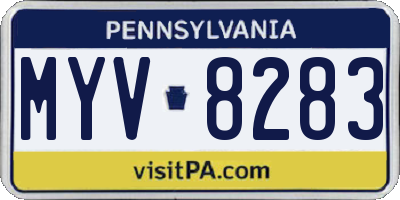 PA license plate MYV8283