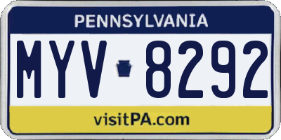 PA license plate MYV8292