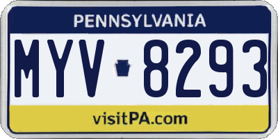 PA license plate MYV8293