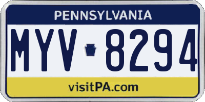 PA license plate MYV8294