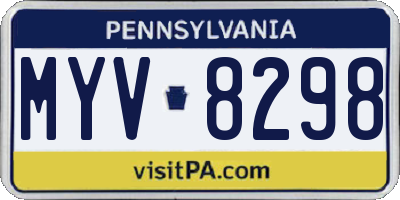 PA license plate MYV8298