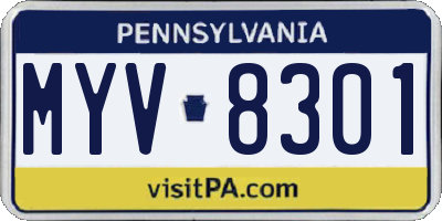 PA license plate MYV8301