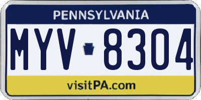 PA license plate MYV8304