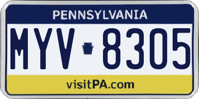 PA license plate MYV8305