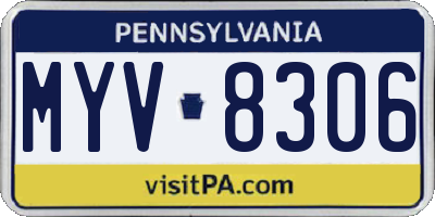 PA license plate MYV8306