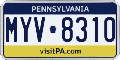 PA license plate MYV8310