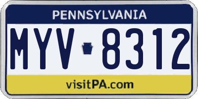 PA license plate MYV8312