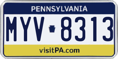 PA license plate MYV8313