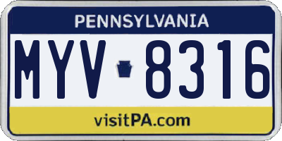 PA license plate MYV8316