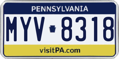 PA license plate MYV8318