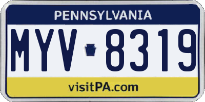 PA license plate MYV8319