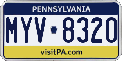 PA license plate MYV8320