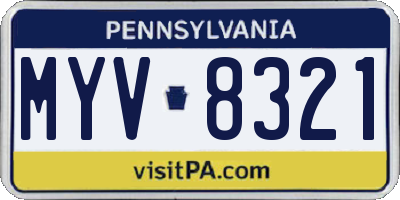 PA license plate MYV8321