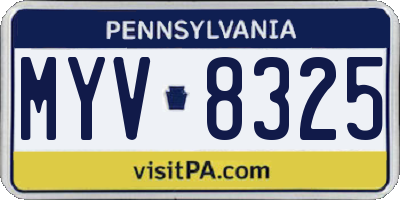 PA license plate MYV8325