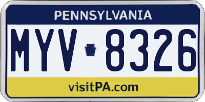 PA license plate MYV8326