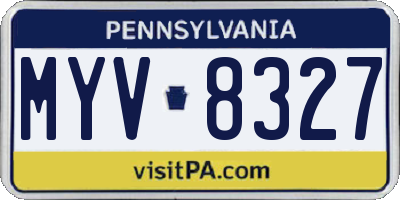 PA license plate MYV8327