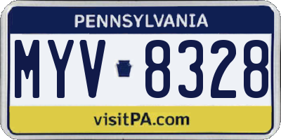 PA license plate MYV8328