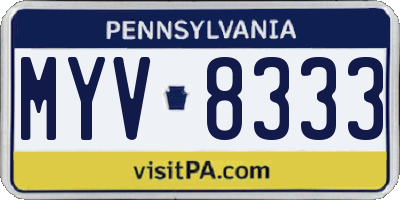 PA license plate MYV8333