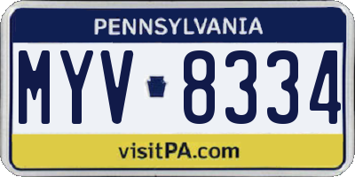 PA license plate MYV8334
