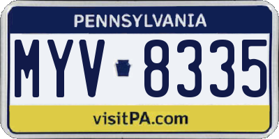 PA license plate MYV8335