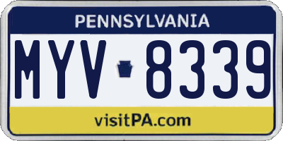 PA license plate MYV8339
