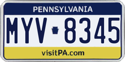 PA license plate MYV8345