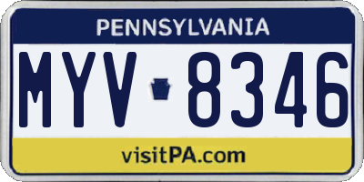 PA license plate MYV8346