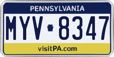 PA license plate MYV8347