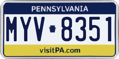 PA license plate MYV8351