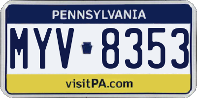 PA license plate MYV8353