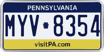 PA license plate MYV8354