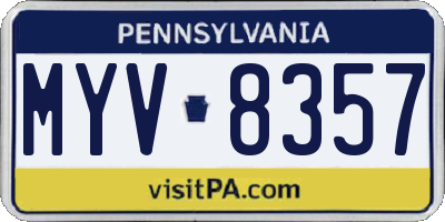 PA license plate MYV8357